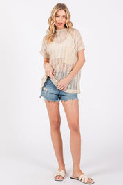 Ces Femme See Through Crochet Mock Neck Cover Up | Cover-Ups Daverri Fashions