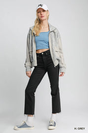 Umgee Two-Way Jacquard Zip-Up Jacket | Daverri Fashions