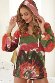 BiBi Tie Dye Knit Hoodie with Twill Tape | Daverri Fashions