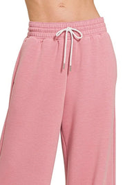 Zenana Scuba Drawstring Pants Lt Rose | Loungewear Bottoms Daverri Fashions