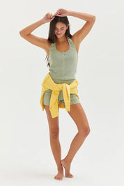 HYFVE Halter Neck Buttoned Washed Top | Tops Daverri Fashions