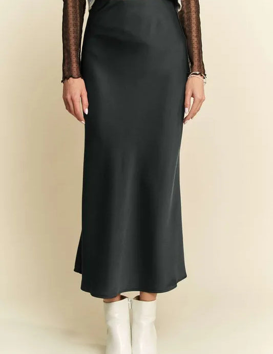 Black Davi & Dani High Waist Midi Skirt | Skirts Daverri Fashions