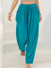 Teal Drawstring Pocketed Pants | Loungewear Bottoms Daverri Fashions