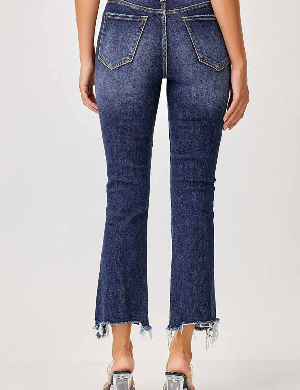 Risen Full Size Frayed Hem Cropped Straight Jeans | Jeans Daverri Fashions