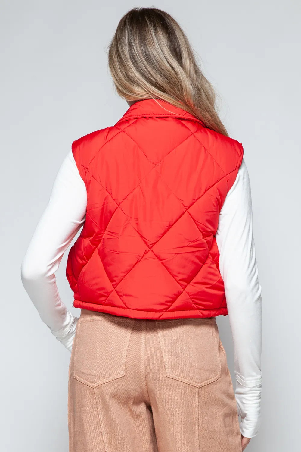Snobbish Snap Down Quilted Crop Vest | Vest Jackets Daverri Fashions