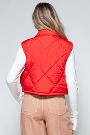 Snobbish Snap Down Quilted Crop Vest | Vest Jackets Daverri Fashions