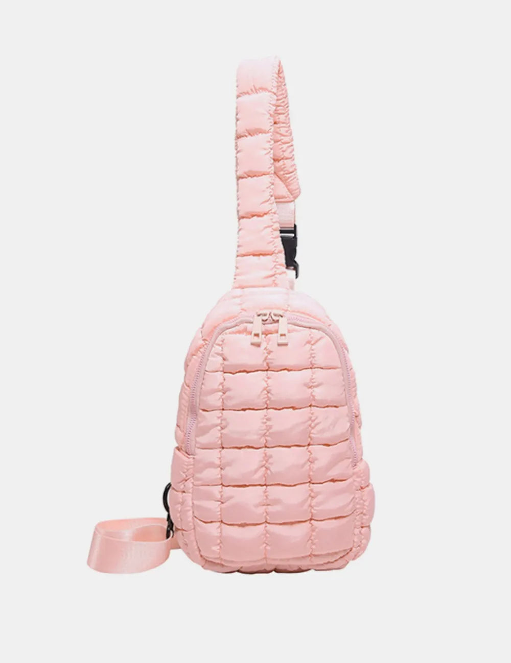 Blush Pink One Size Quilted Nylon Crossbody Bag | Cross Body Bags Daverri Fashions