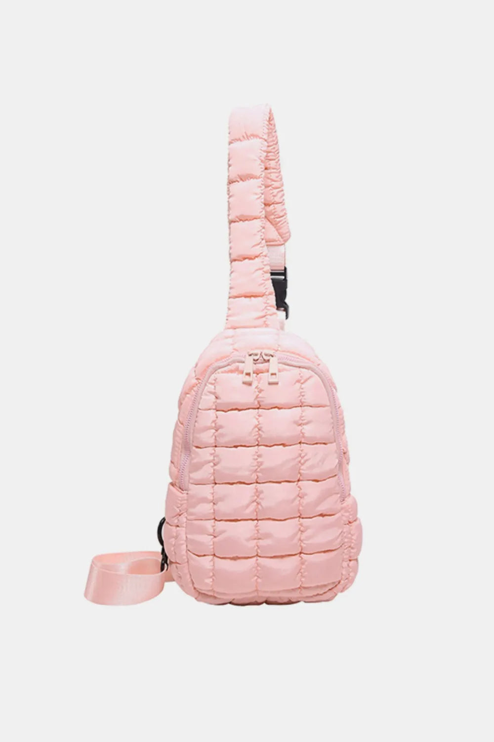 Blush Pink One Size Quilted Nylon Crossbody Bag | Cross Body Bags Daverri Fashions