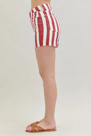 Judy Blue Full Size High Waist Americana Flag Fray Hem Shorts Plus Size | Denim Shorts Daverri Fashions