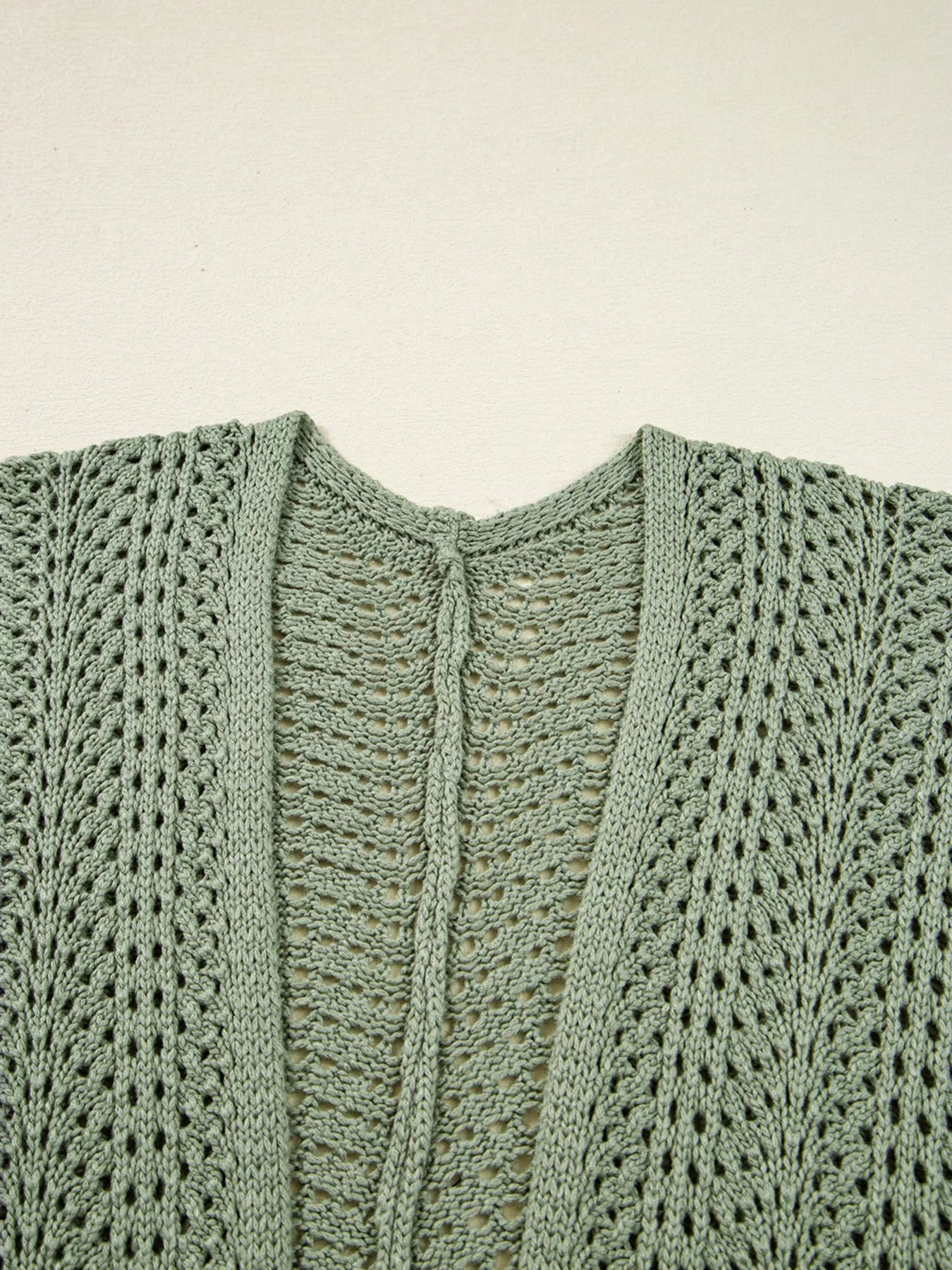 Scalloped Edge Eyelet Knit Batwing Sleeve Cardigan | Cardigans Daverri Fashions