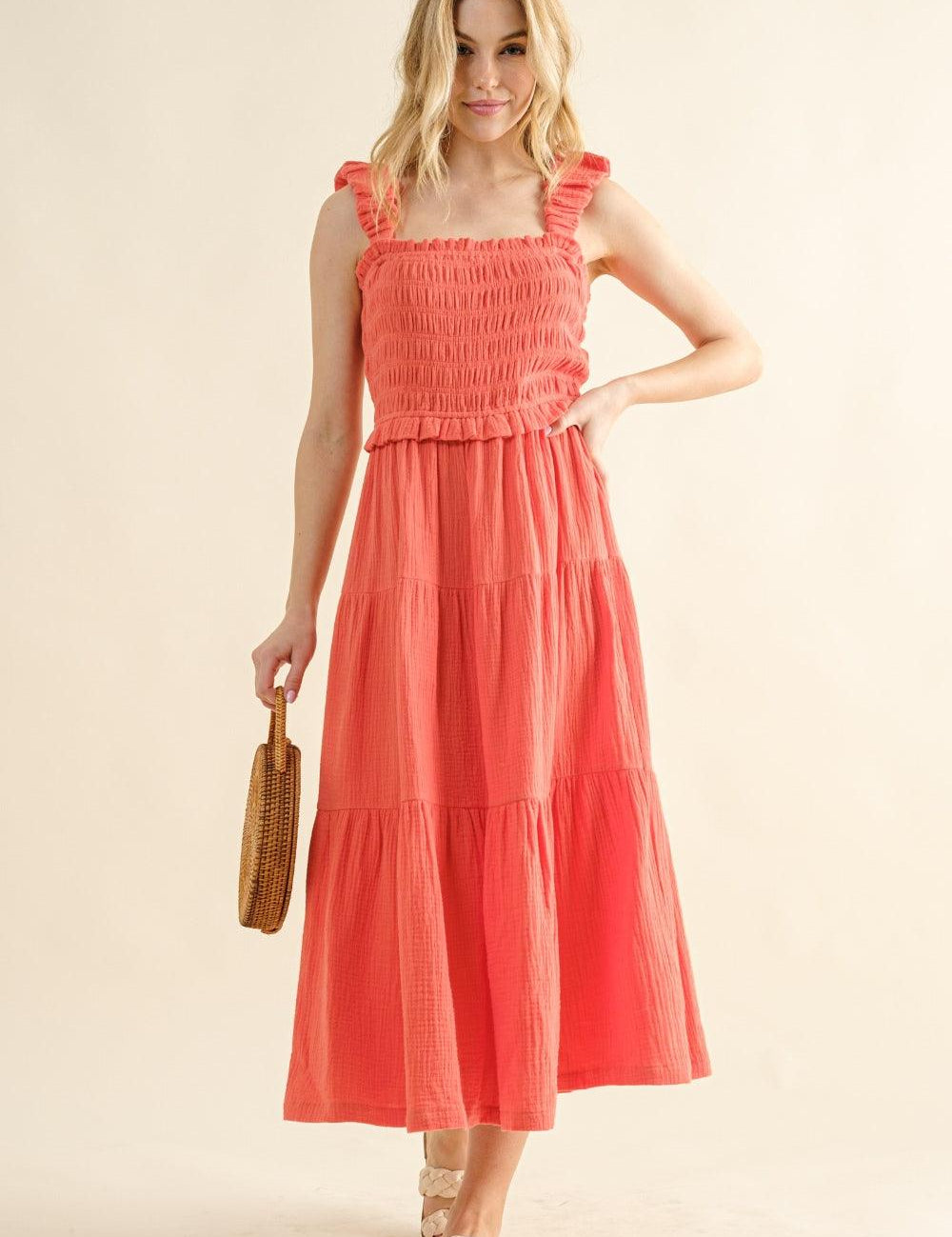 Camellia And The Why Smocked Ruffled Tiered Dress | Daverri Fashions