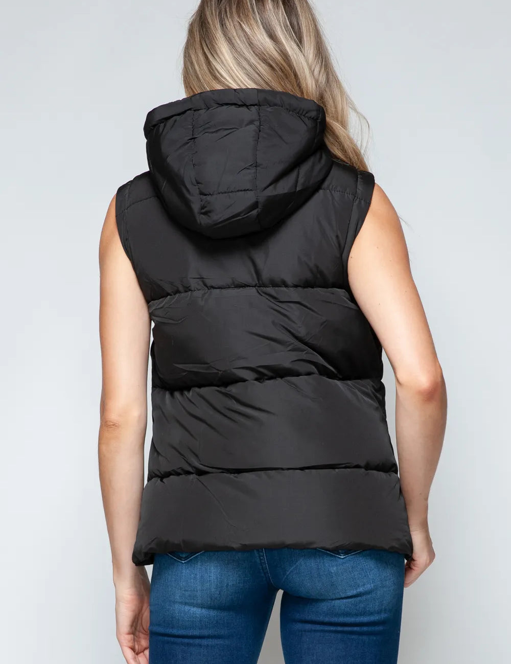 Snobbish Snap and Zip Closure Hooded Vest | Vest Jackets Daverri Fashions