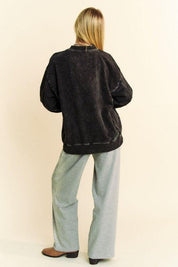 Davi & Dani Stud Star Patch Black Acid Washed Sweatshirt | Sweatshirts Daverri Fashions