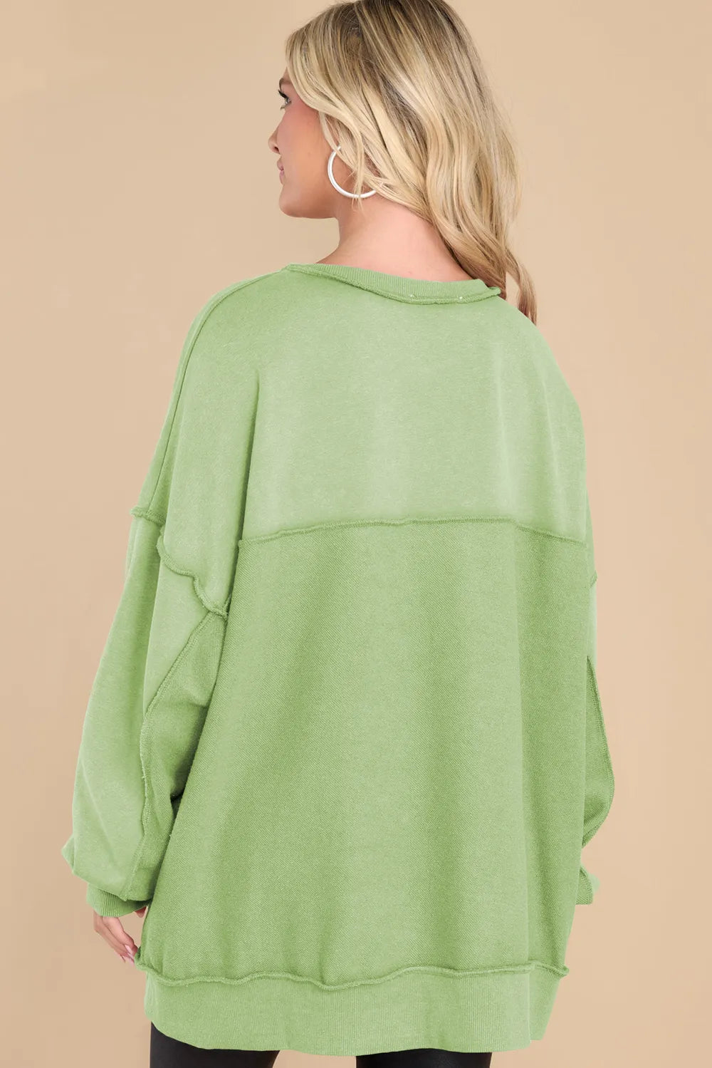 Exposed Seam Long Sleeve Sweatshirt | Sweatshirts Daverri Fashions