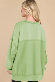 Exposed Seam Long Sleeve Sweatshirt | Sweatshirts Daverri Fashions