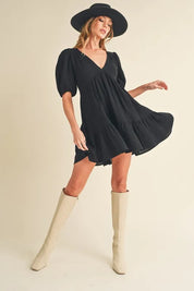 Aemi+Co Tied Back Ruffled Short Sleeve Mini Dress | Daverri Fashions