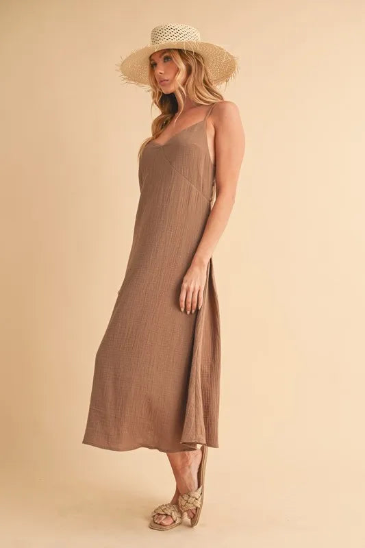 Aemi+Co Side Button Midi Cami Dress | Daverri Fashions