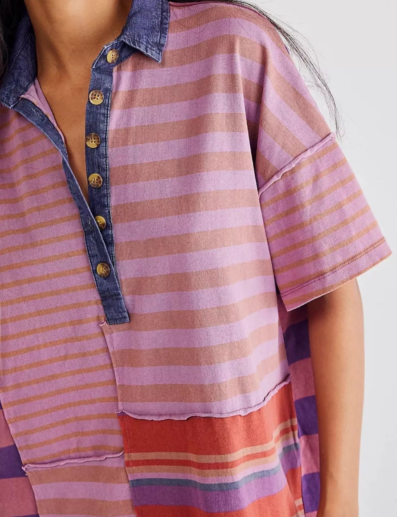 Striped Oversized Half Button Shirt Dress | Mini Dresses Daverri Fashions