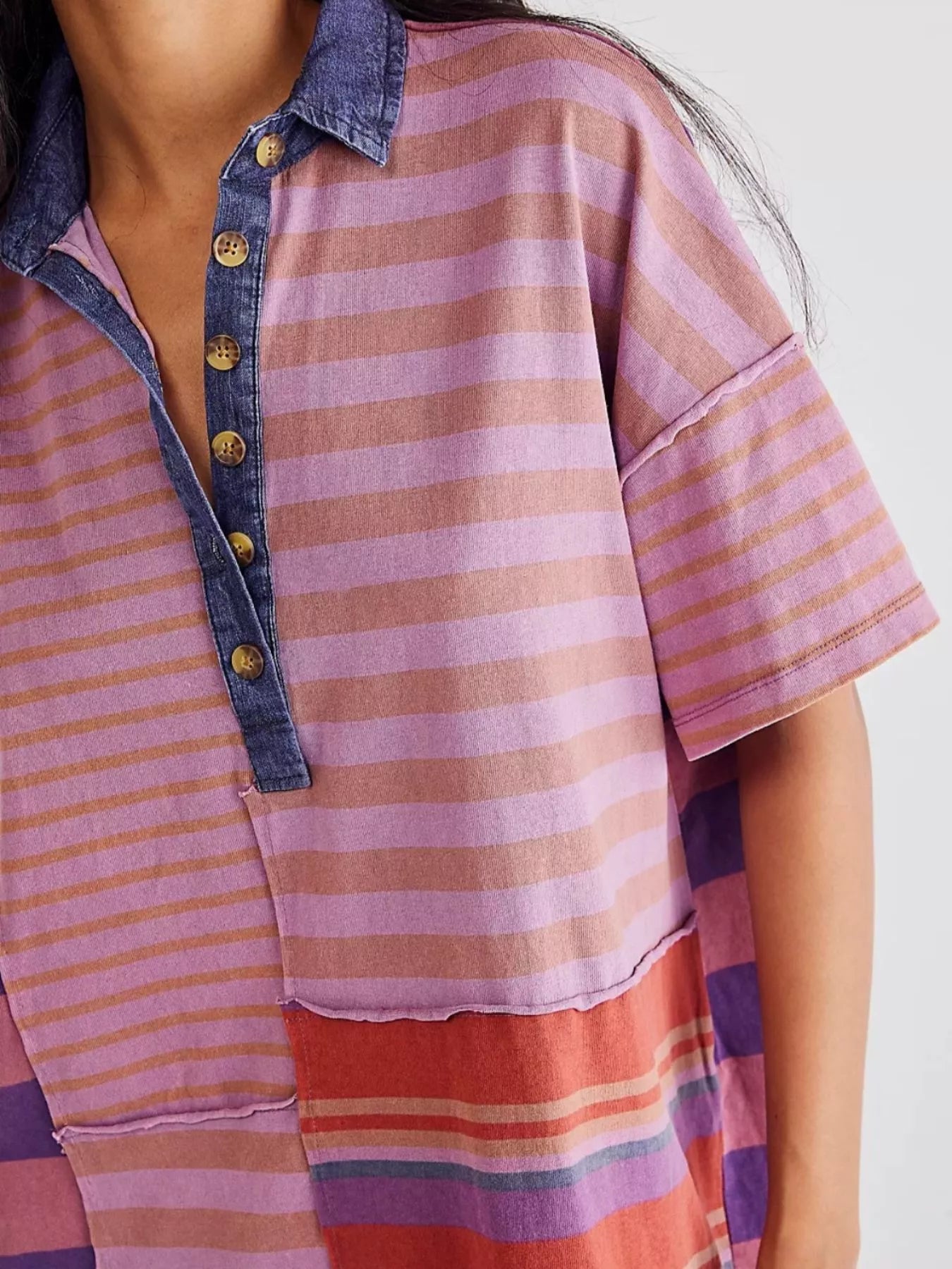 Striped Oversized Half Button Shirt Dress | Mini Dresses Daverri Fashions