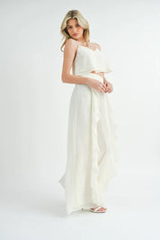 MABLE Crop Cami and Ruffled Wide Leg Pants Set | Outfit Sets Daverri Fashions
