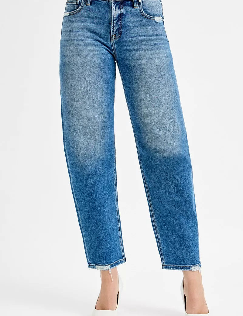 RISEN Tummy Control High Rise Ankle Slim Barrel Jeans | Jeans Daverri Fashions