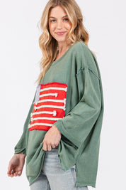 SAGE + FIG Plus Size American Flag Patch Drop Shoulder T-Shirt | T-Shirts Daverri Fashions