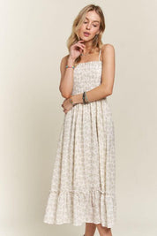 Sage ADORA Smocked Floral Ruffled Hem Cami Dress | Daverri Fashions