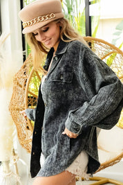 BiBi Vintage Washed Wrinkle Gauze Shacket | Daverri Fashions