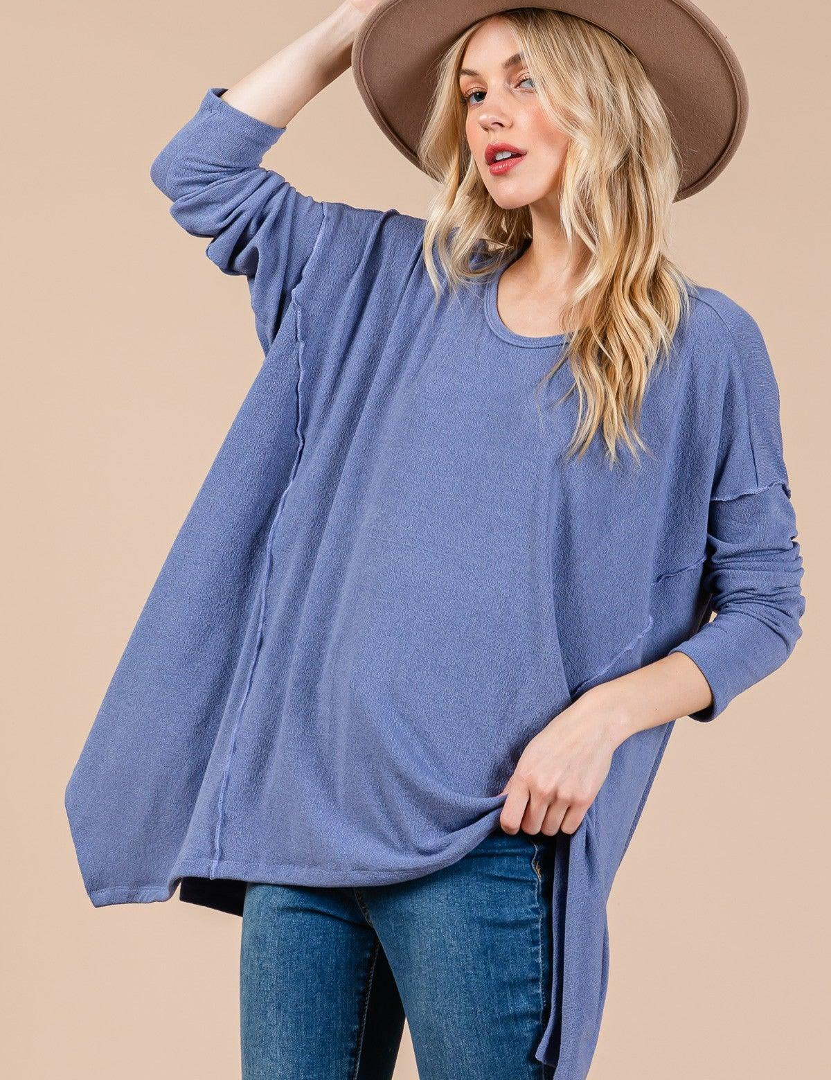 Ces Femme Asymmetrical Long Sleeve top | Tops Daverri Fashions