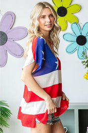 First Love USA Flag Drop Shoulder Knit Top Plus Size | Tops Daverri Fashions