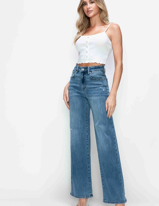 bytos Full Size High Rise Wide Leg Jeans with Pockets | Jeans Daverri Fashions