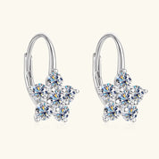 1.2 Carat 925 Sterling Silver Moissanite Flower Huggie Earrings | Sterling Silver Earrings Daverri Fashions
