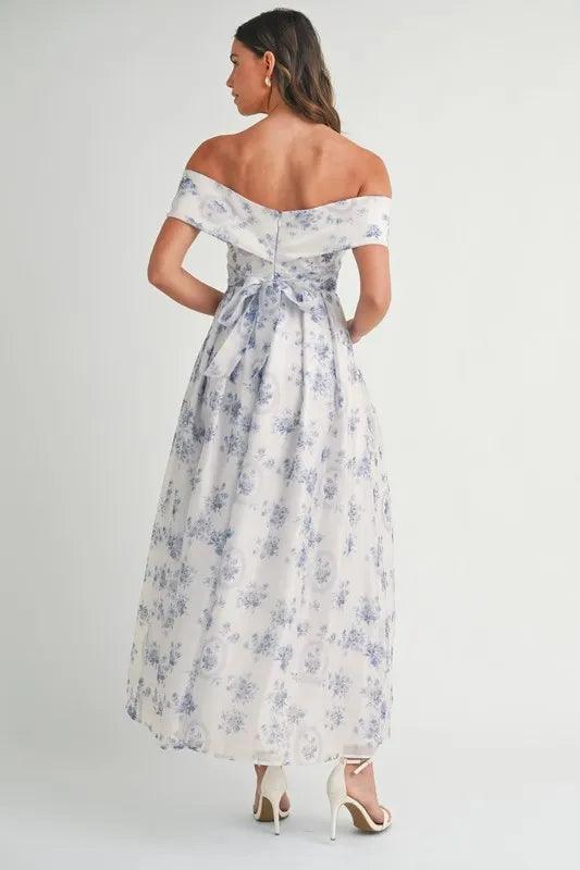 MABLE Floral Printed Off Shoulder Maxi Dress | Daverri Fashions
