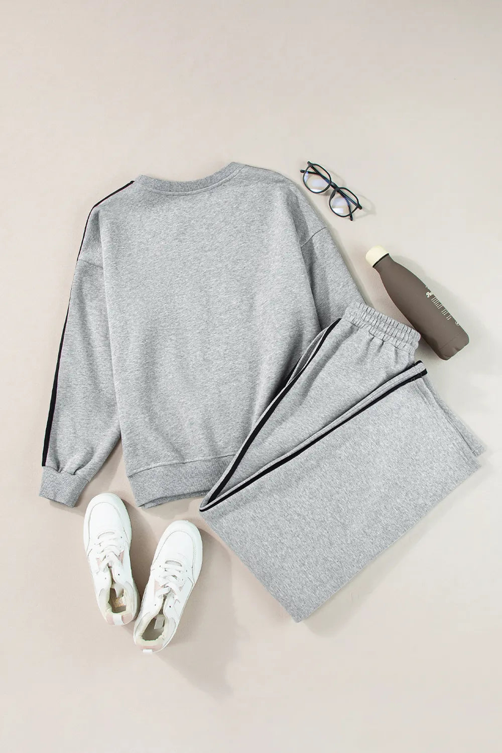 Side Striped Round Neck Top and Pants Active Set | Loungewear Sets Daverri Fashions