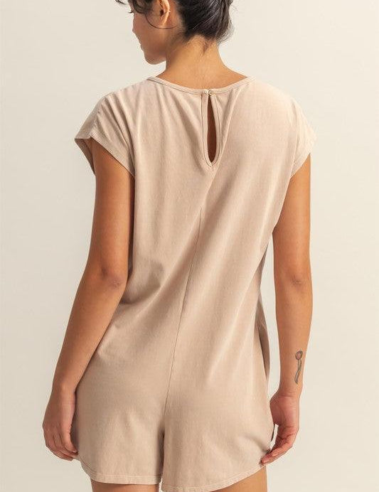 HYFVE Round Neck Cap Sleeve Relaxed Fit Breezy Romper | Rompers Daverri Fashions