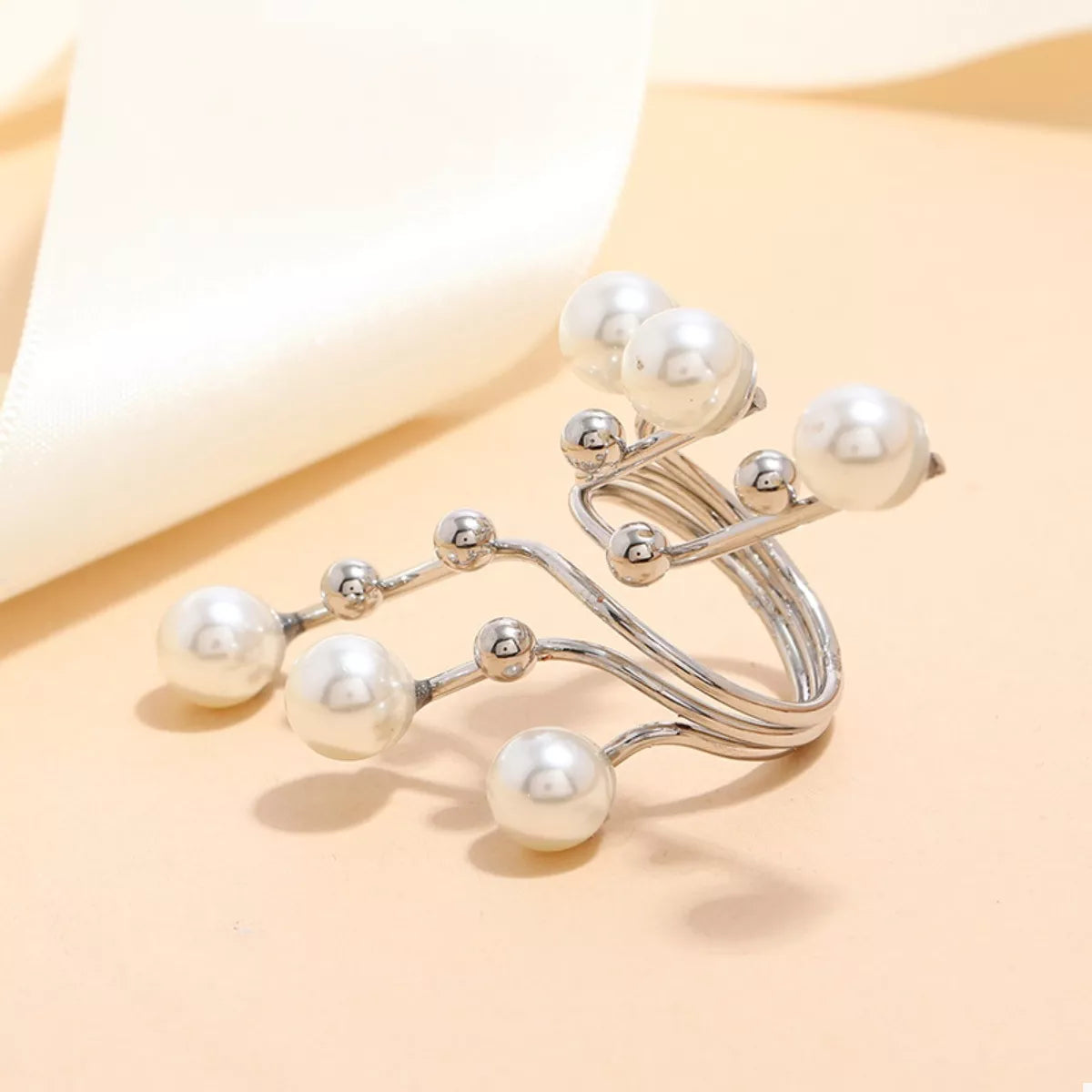 Alloy Pearl Bypass Ring | Rings Daverri Fashions
