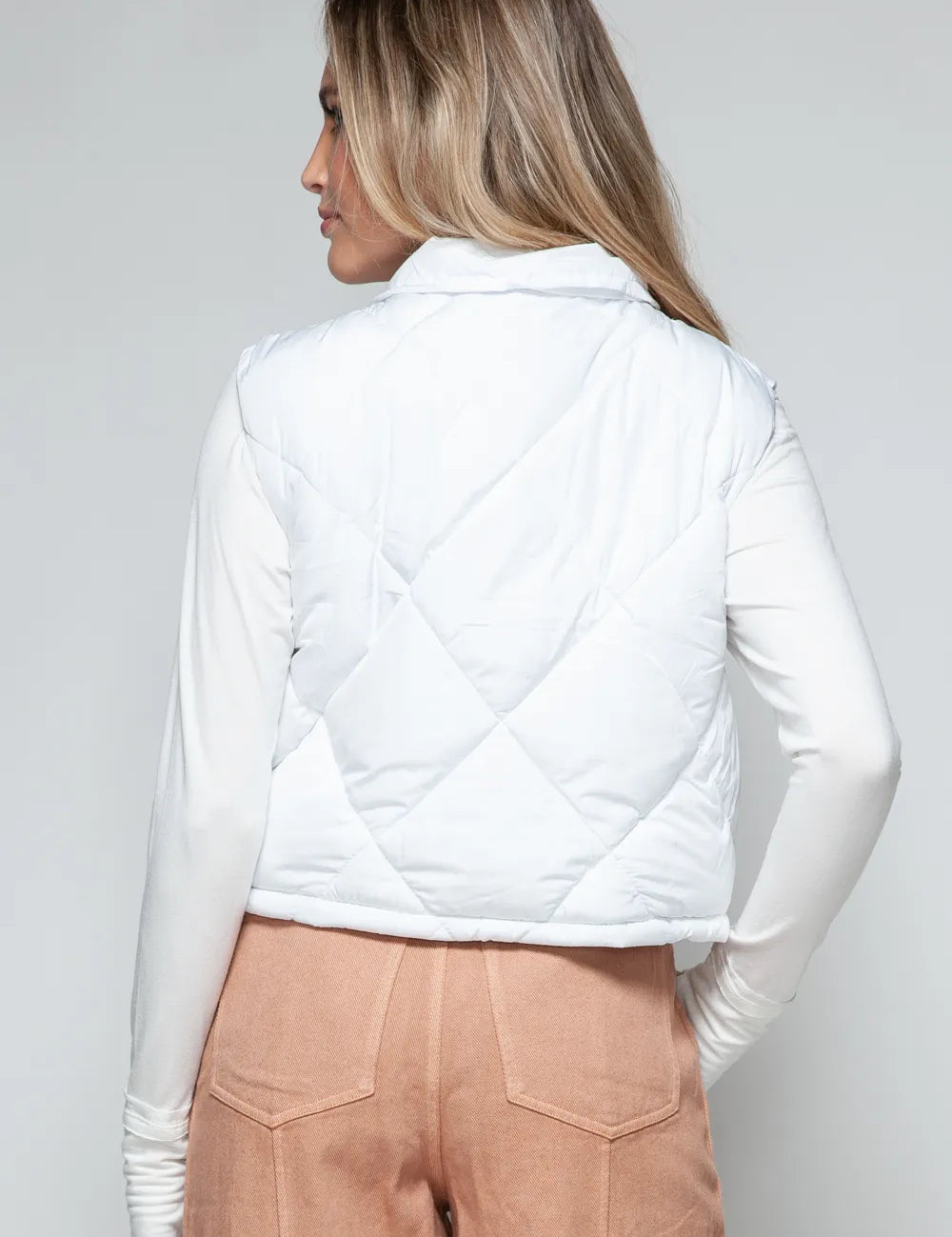 Snobbish Snap Down Quilted Crop Vest | Vest Jackets Daverri Fashions
