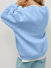 Round Neck Dropped Shoulder Long Sleeve Sweatshirt | Sweatshirts Daverri Fashions