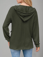 Double Take Drawstring Dropped Shoulder Long Sleeve Hoodie | Hoodies Daverri Fashions