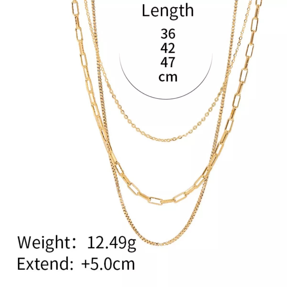 18K Gold-Plated Three Layered Necklace | Necklaces Daverri Fashions