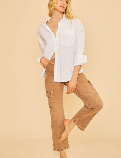 Annie Wear Straight Leg Jeans with Cargo Pockets | Cargo Jeans Daverri Fashions