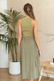 ADORA Drawstring Sleeveless Washed Dress | Daverri Fashions