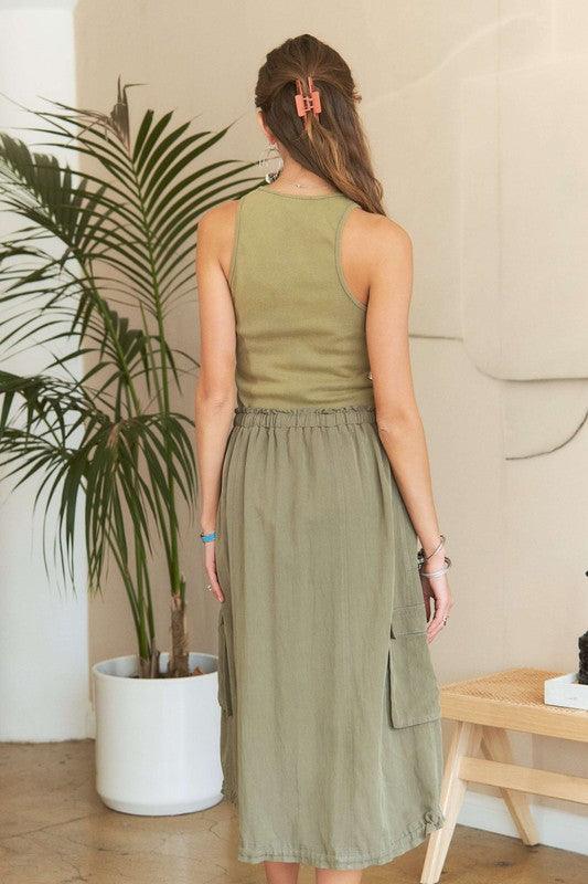 ADORA Drawstring Sleeveless Washed Dress | Daverri Fashions