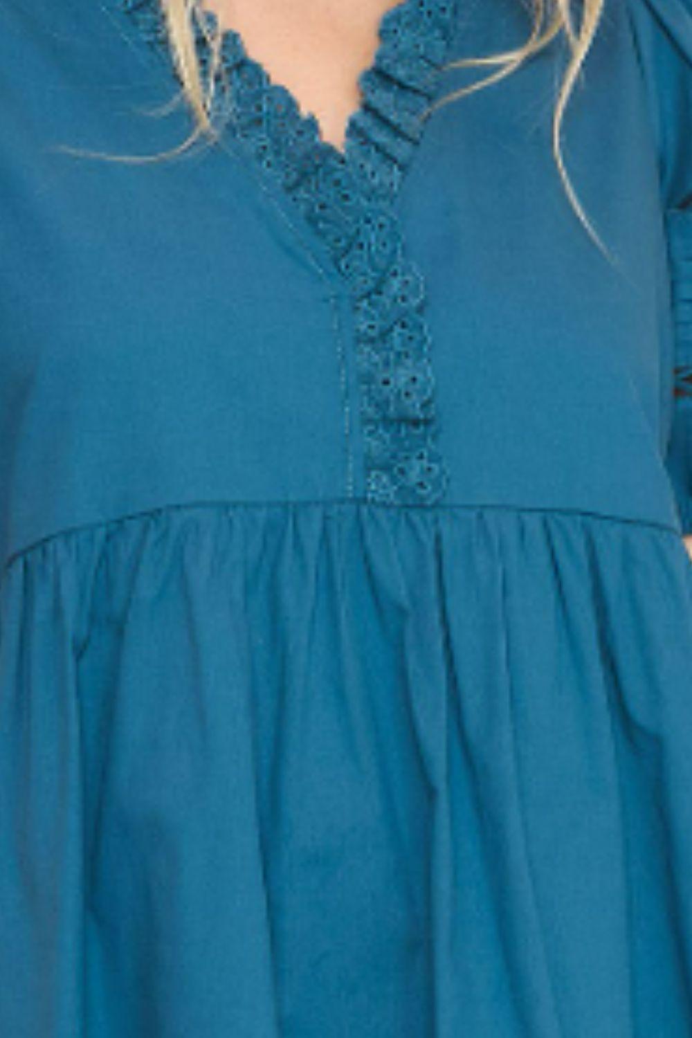 Lace Detail Puff Sleeve Mini Dress | Mini Dresses Daverri Fashions