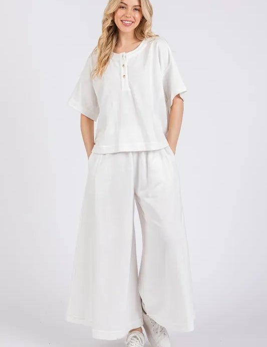 Ces Femme Half Button Half Sleeve Top and Pants Set | Outfit Sets Daverri Fashions