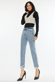 Kancan Raw Hem High Rise Straight Jeans | Daverri Fashions