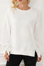 Exposed Seam High-Low Long Sleeve Sweatshirt | Daverri Fashions