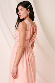 Mittoshop Ruched V-Neck Sleeveless Midi Dress | Mid Dresses Daverri Fashions