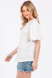 Ces Femme Textured Puff Sleeve Top | Tops Daverri Fashions