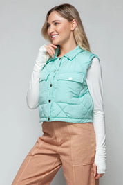 Snobbish Snap Down Quilted Crop Vest | Vest Jackets Daverri Fashions